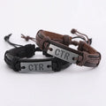 Manufacturer Rectangular Engraving Bar CTR Charm Bracelet Handmade Genuine Leather Bracelet