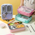 Plastic Heated Heatable Leak Proof Insulated Triple Tier 4-Grid Square Large Capacity Student Office Children Soup Bowl Lunch