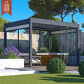 Garden Aluminium Pavilion Electric Louvre Roof Bioclimatica Pergola Motorized Retractable PVC Pergola Roof Metal Gazebo