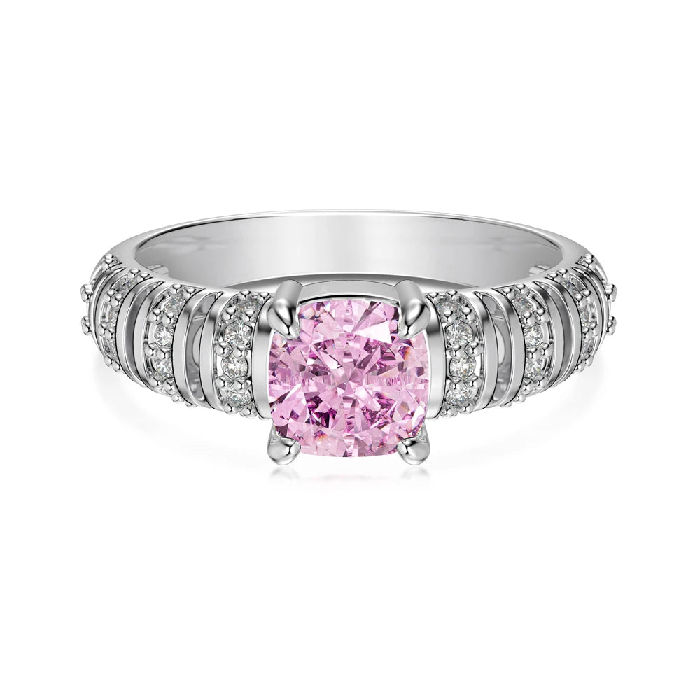 Dylam Oem Odm Jewelry Supplier S925 Silver Rhodium Plated Eternity Band Sapphire 1.25ct 8A Crushed Iced Out Cut Zirconia Rings