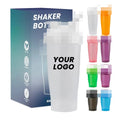 Wholesale Custom Logo Bpa Free 400Ml 600Ml Clear Plastic Protein Shaker Water Sports Gym Bottle for Fitness Sport Shakers Cup