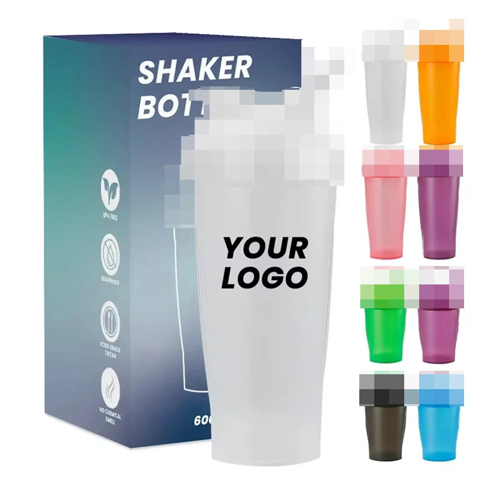Wholesale Custom Logo Bpa Free 400Ml 600Ml Clear Plastic Protein Shaker Water Sports Gym Bottle for Fitness Sport Shakers Cup