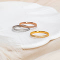 G3927 Wholesale Titanium Steel Gold Plated Zirconia Thin Ring Simple Fashion Jewelry 1.8mm CZ Tennis Band Ring for Women