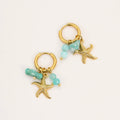 Trendy Wholesale Hypoallergenic Water Proof Stainless Steel Beaded Stone Earring for Women Ocean Jewelry Designs