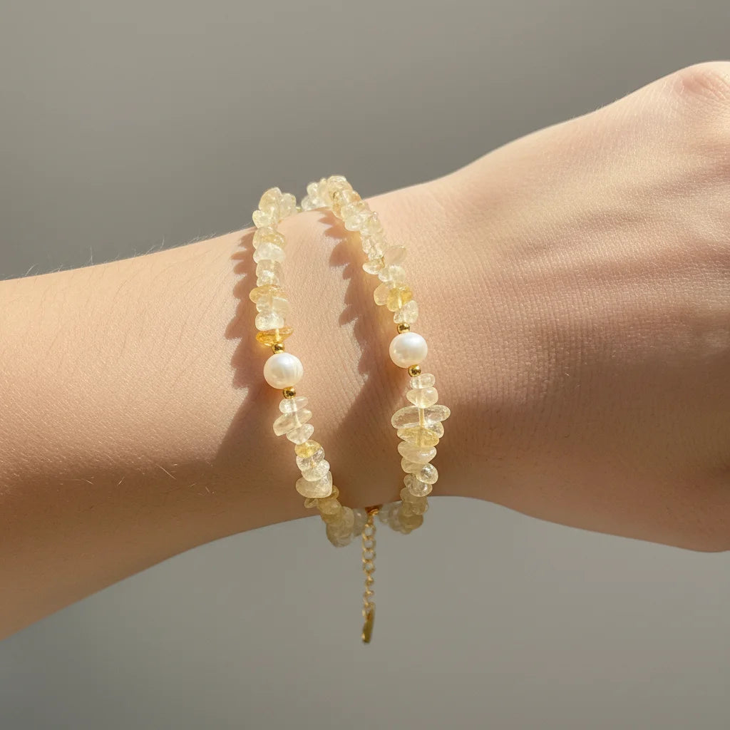 Handcraft Beaded Bracelet Summer Beach Irregular Yellow Gemstone Beaded Bracelets