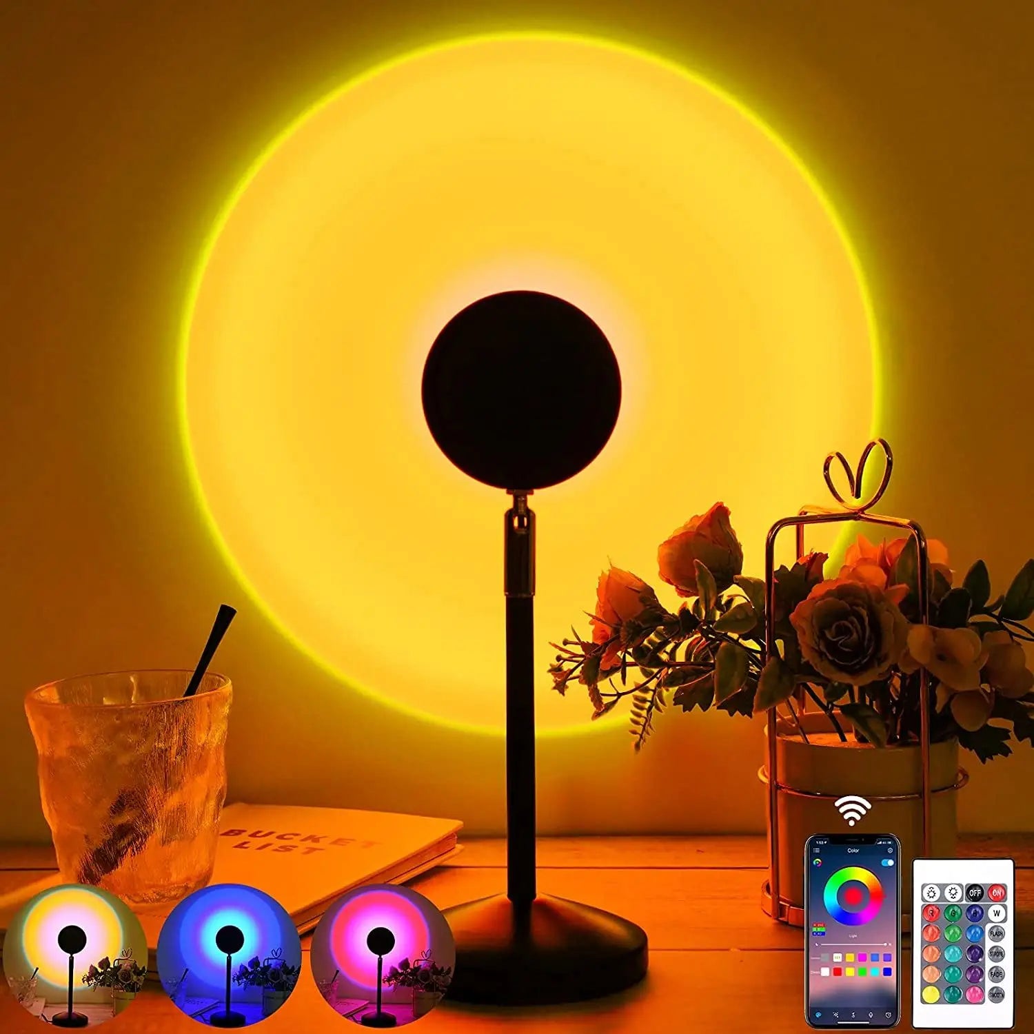 Modern USB LED Sunset Floor Lamp Remote Control Night Stand Lamp for Living Room Decoration
