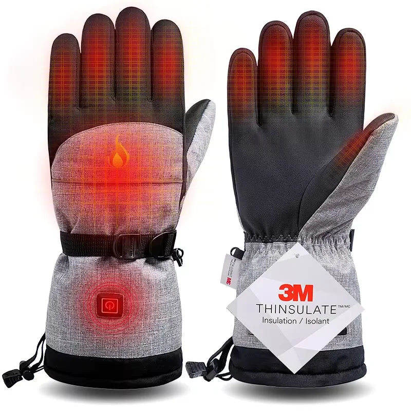 Winter Outdoor USB Rechargeable Electric Battery Heated Gloves Polyester Material Waterproof Snowboard Motorcycle Riding Gloves