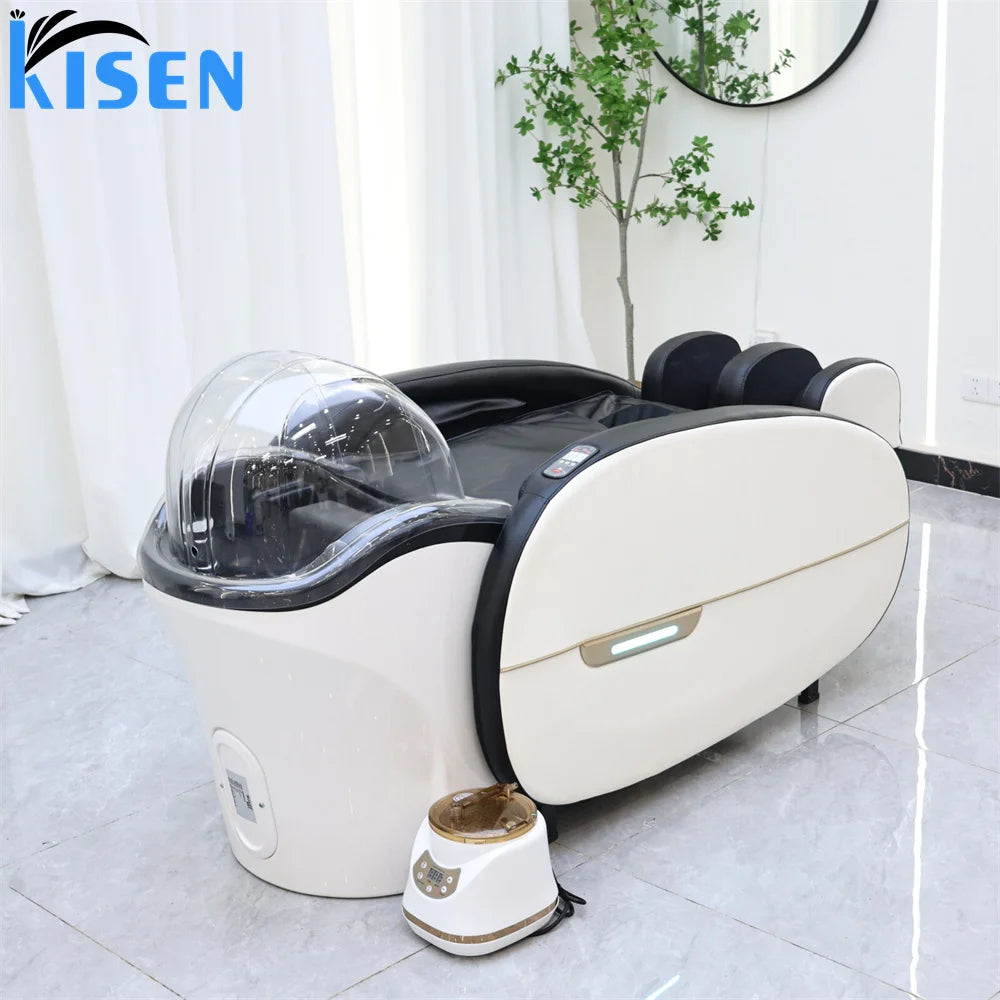 Wholesales Salon SPA Head Therapy Shampoo Bed Barbershop Electric Adjustable Thai Massage Bed With Water Circulation Steamer