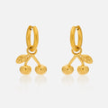 Dazan New Ins Trendy 18k Pvd Gold Plated Stainless Steel Vintage Cute Korean Cherry C Hoop Country Office Women Earrings