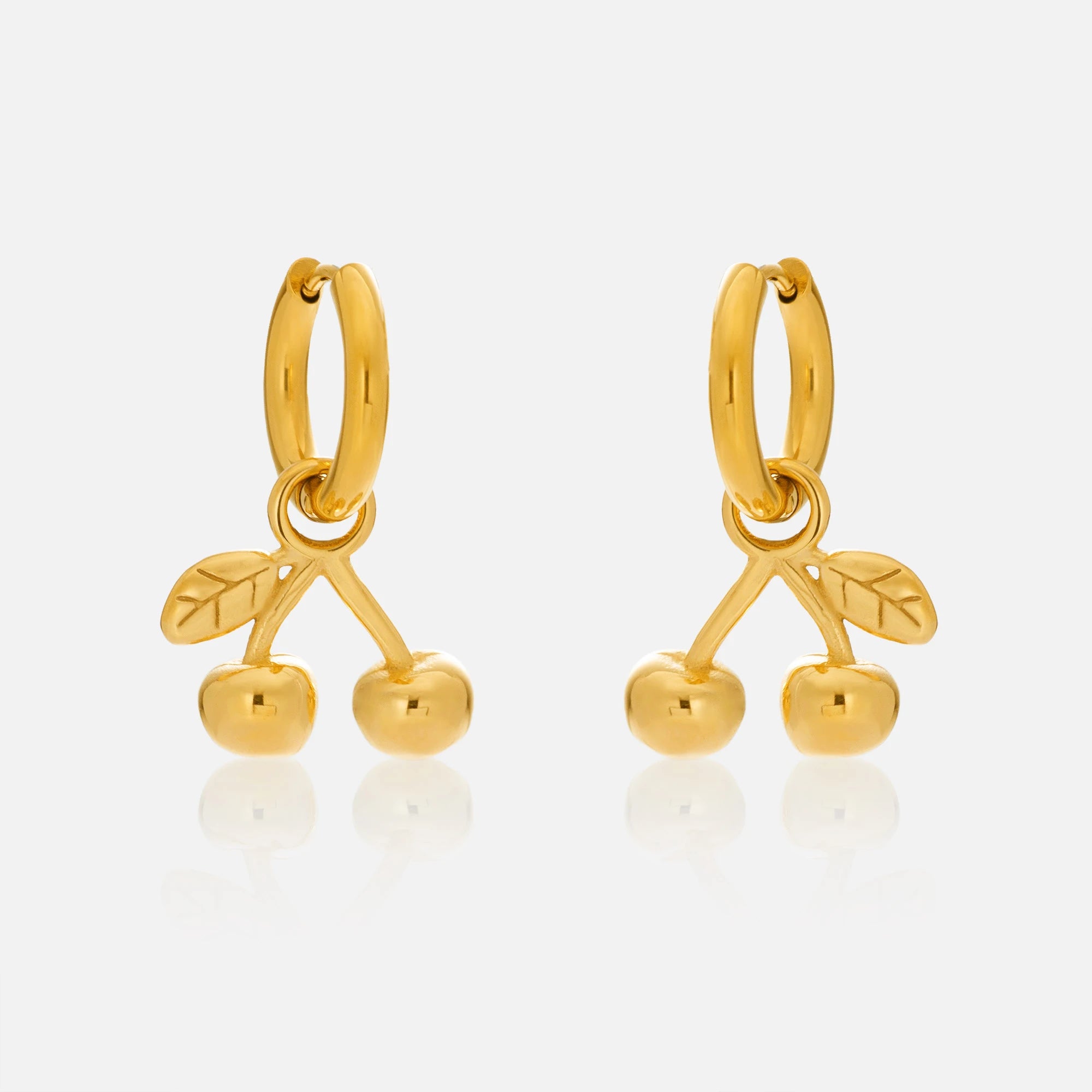 Dazan New Ins Trendy 18k Pvd Gold Plated Stainless Steel Vintage Cute Korean Cherry C Hoop Country Office Women Earrings