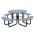 Outdoor Furniture Commercial 46" Expanded Steel Round Picnic Table with Bench Restaurant Outside Metal Dining Table and Chair