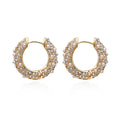 Pearl Paved Small Huggie Hoop Earrings Gold Minimal Brass Plated Cubic Zirconia Fashion Wholesale 2mm Round Designer Women Girls