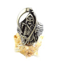 Vintage Punk Male Cluster Rings Black Stainless Steel Skull Sickle Design Swinging the Sickle