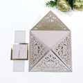 Square Laser Cut Wedding Invites Covers DIY Your Wedding Invitation Cards with Belly Band and Paper Tag