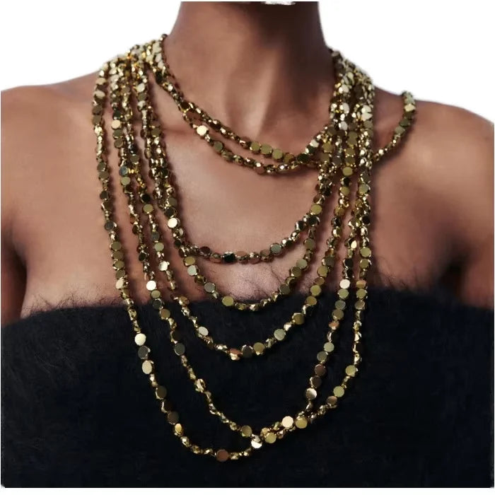 Unisex Vintage Jewelry 3 Layer Seed Beads Long Wrap Magnetic Mini Crystal Glass Beads Necklace