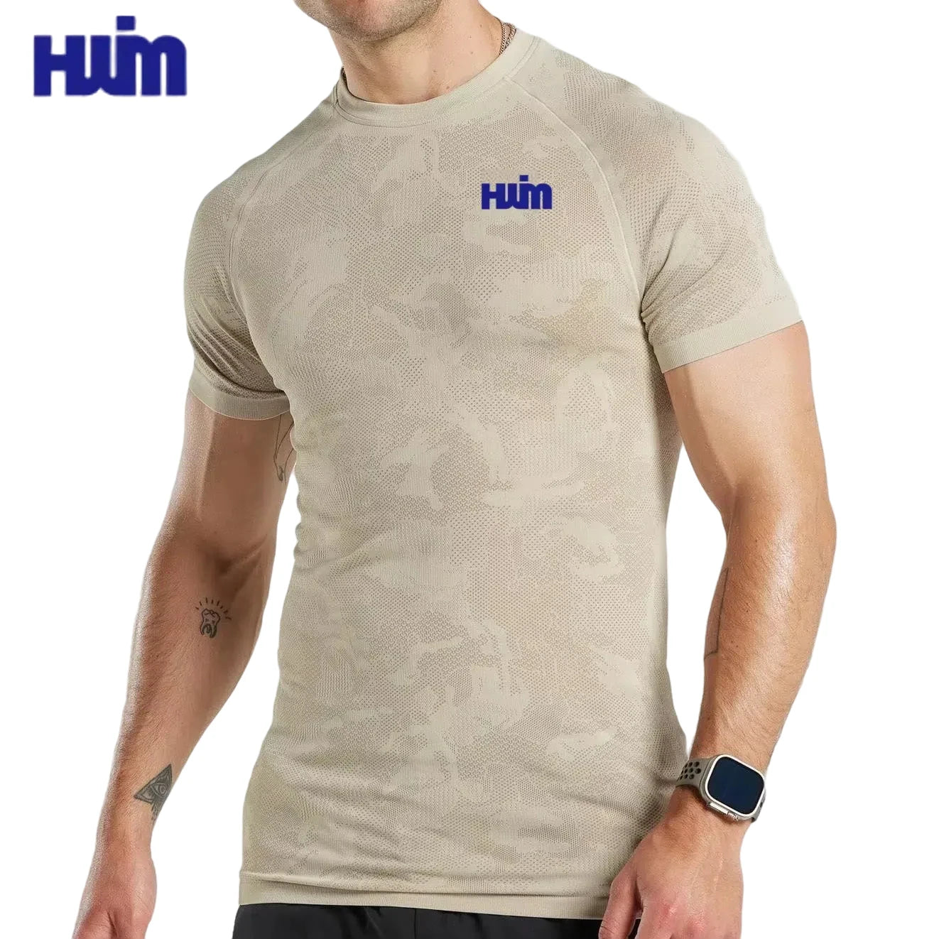 OEM ODM Wholesale Light Weight 100% Polyester Muscle Fit Tee Quick Dry Short Sleeves Sport Outfit Camo Compression Shirt for Men