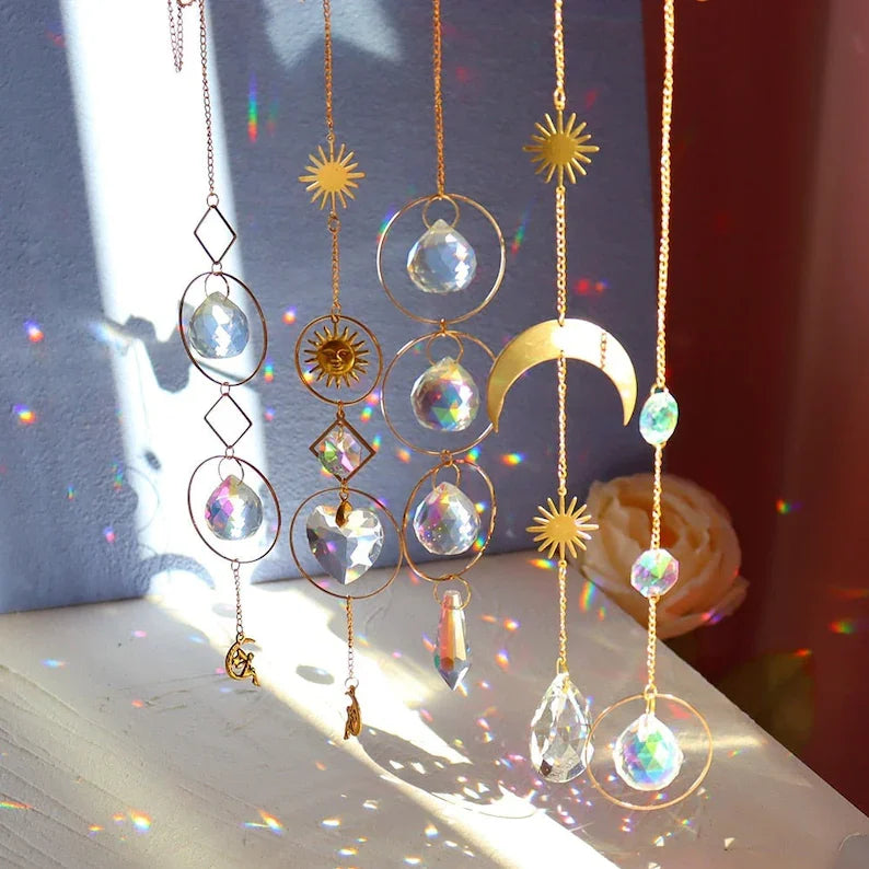 Colorful Crystal  Ball Wind Chime Hanging Sun Catcher Rainbow Maker Decoration Hanging Prism Ornaments Boho Window Decor
