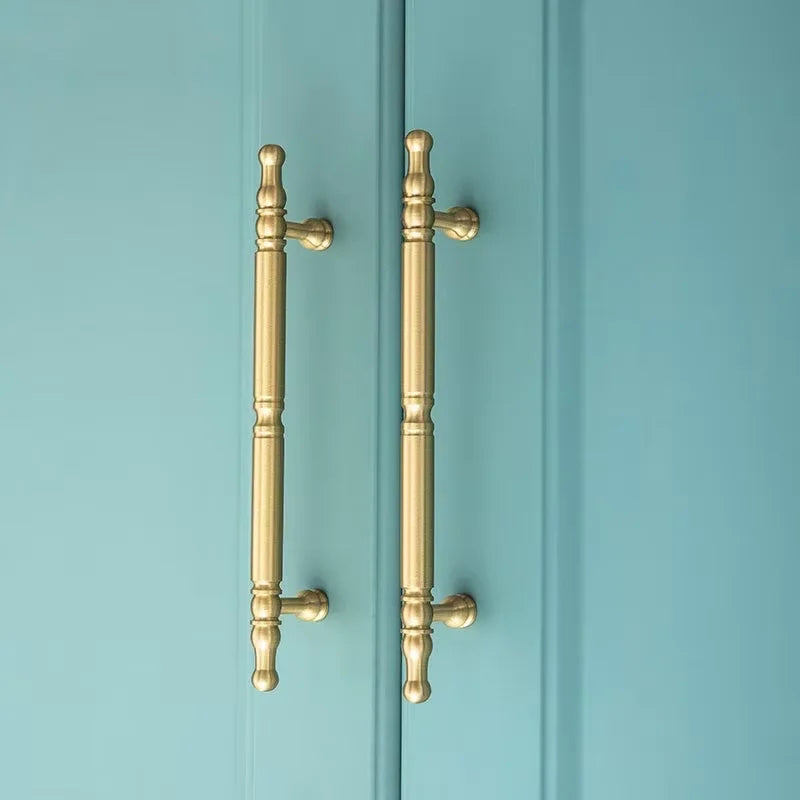 Long Gold Brass Cabinet Knobs Drawer Door Pull T-Bars for Kitchen Dresser Bedroom Bathroom Furniture Antioxidant Protected