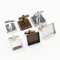 10pcs 16/18/20mm Copper Square Cufflink Blank Base Settings Cabochon Cameo Bezel Trays DIY Jewelry Making Findings