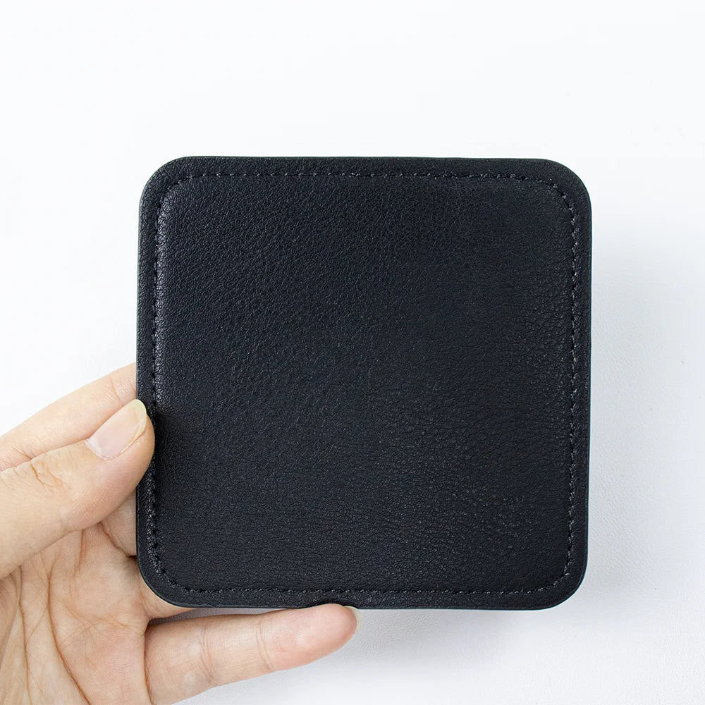 Custom Imprinted Leather Coaster Waterproof Home Textile PU Leather Anti-Scalding Heat-Insulating Tea Cup Mat