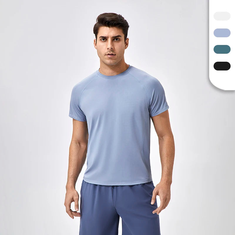 Men's Plain White Fitted Summer Crew Neck Short Sleeve T-shirts Knitted Fabric Sports Style Running T-shirts with Custom Brand