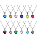Merryshine Birthday Mothers Day  925 Sterling Silver Birthstone Crystal Love Necklace