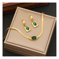 New Arrival Women Fashion 18k Gold Plated Stainless Steel Jewelry Bracelet Necklace and Earring Set