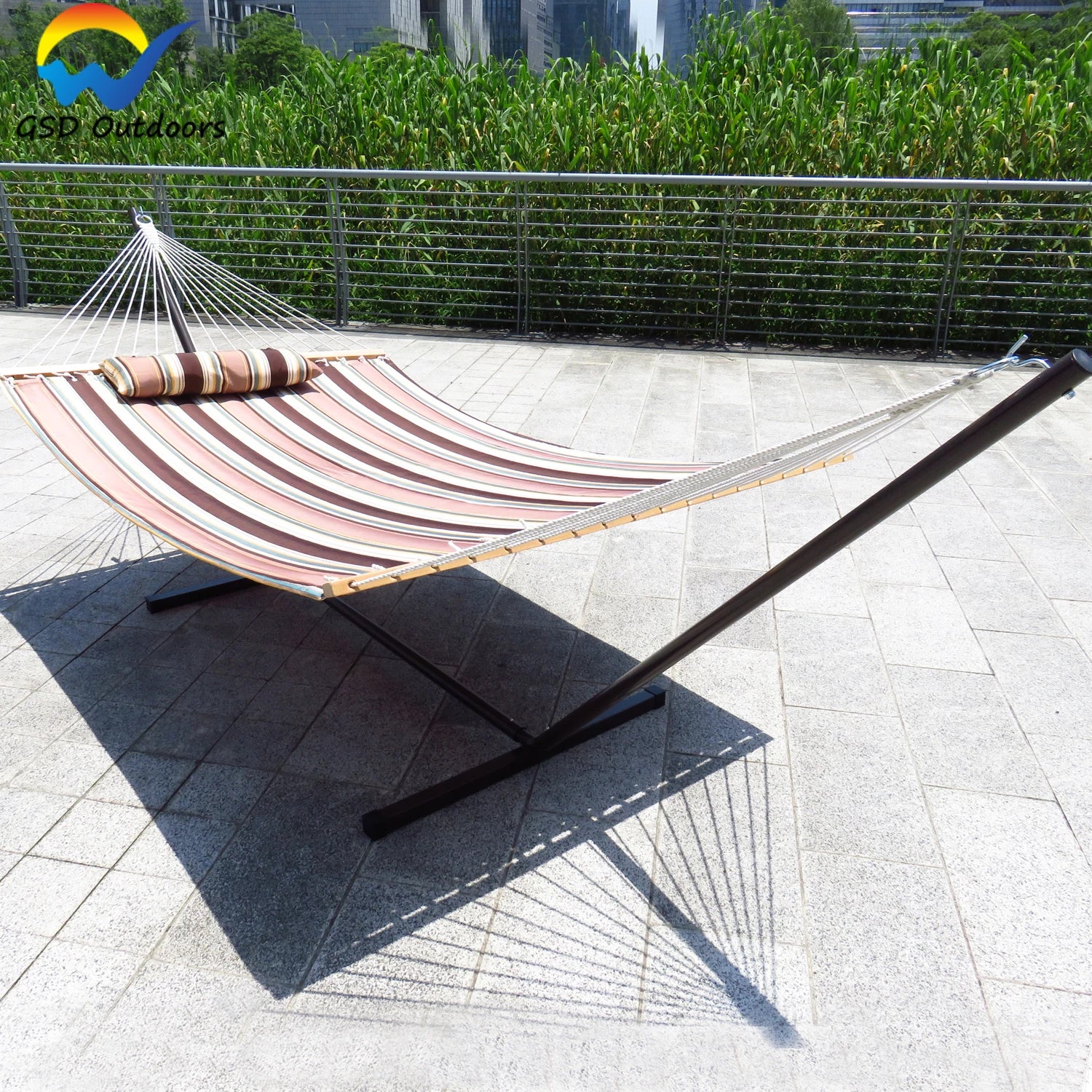 Travel Canvas Hammock Two Person Free Standing Hammock Bed With Spreader Bar Pillow Adjustable Camping Swing Hammock Bed