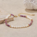 RINNTIN MPB02 Natural Stone Purple Mica Freshwater Pearl Bracelet Elegant Light Luxury S925 Sterling Silver Bracelet