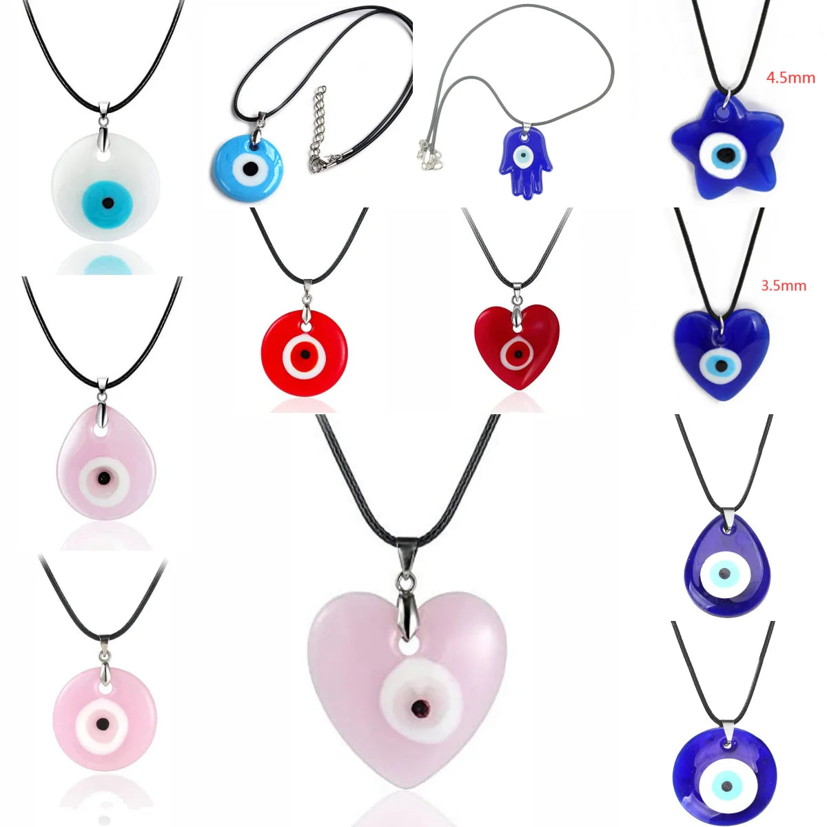 Leather Chain Protect Lucky Turkish Devil Eye Necklace Blue Glass Star Heart Evil Eyes Rope Necklace for Women Men