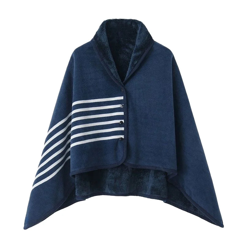 High Quality Button-Down Office Shawl Acrylic Geometric Thickened Cloak Off-the-Shelf Wearable Blanket Japan Style Knitted
