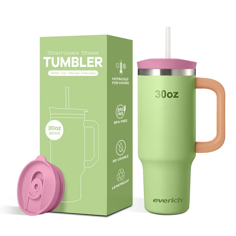 Wholesale 18/8 Stainless Steel Double Wall 30 oz Powder Coated Tumbler Cups With Straw and Lid
