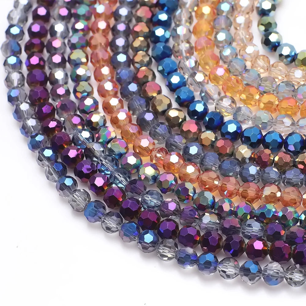 Zhubi 10mm 12mm Plated Crystal Football Beads Faceted Round Glass Beads for DIY Necklace Bracelets Women Jewelry Making MegaBDM