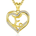 Wholesale 18K Gold Plated Heart-Shaped Initial Alphabet Pendant Necklace Trendy Jewelry for Girls Perfect Gift