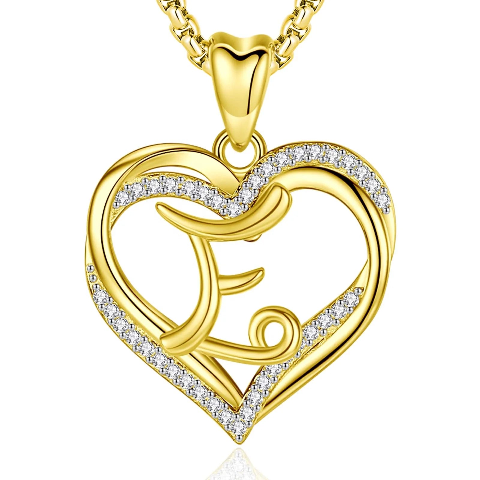 Wholesale 18K Gold Plated Heart-Shaped Initial Alphabet Pendant Necklace Trendy Jewelry for Girls Perfect Gift