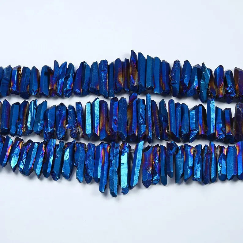 HZ Lucrative Price Diy Jewelry Accessories Electroplating Crystal Column Blue Raw Stone Comb
