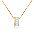 RINNTIN SSN178 Trendy Party Jewelry Solid 925 Sterling Silver 4A Zircon Round Pendant Gold Plated Jewelry Necklace