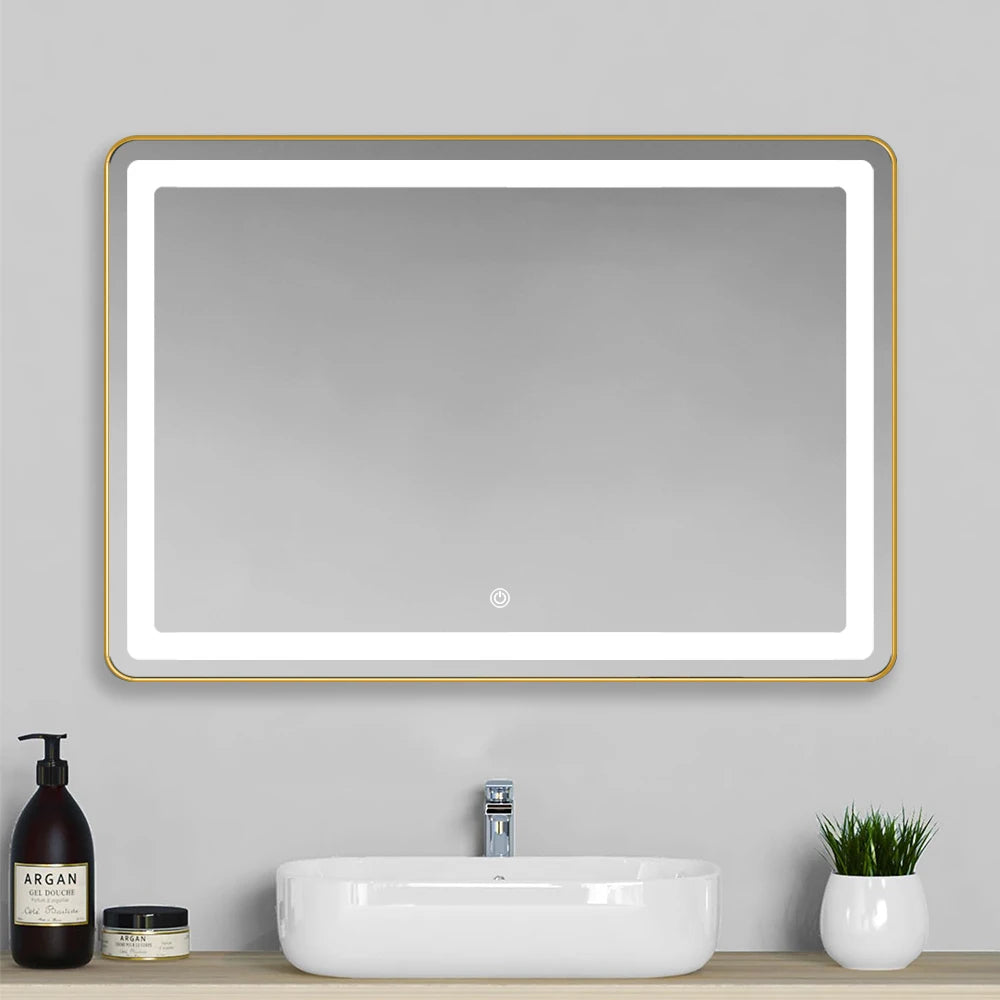 High Quality Smart Rectangle Shape 3-Color Dimmable LED Light Waterproof Wall Mounted Vertical Horizontal Illuminated Bathroom