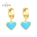 Ason Hot Selling Earrings Manufacturer Cute Gift Stainless Steel 18K Gold Plating Charm Hoop Heart Huggie Earrings for Women