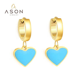 Ason Hot Selling Earrings Manufacturer Cute Gift Stainless Steel 18K Gold Plating Charm Hoop Heart Huggie Earrings for Women