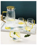 Nordic Heat Resistant Glass Carafe Water Pitcher and Glass Cup Glass Water Jug Set