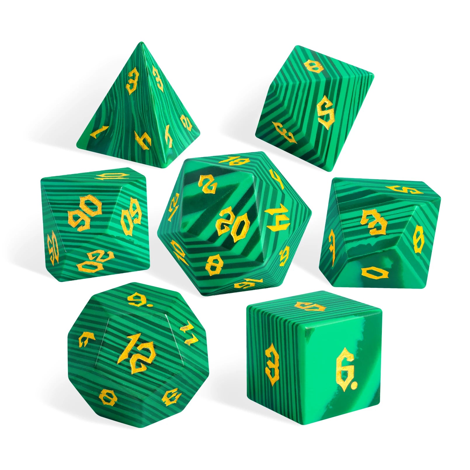 Jingyuan Wholesale Handmade Eco-friendly Custom Logo 20mm D20 Stone Green Dice Game Artificial Turquoise Gemstone Dice