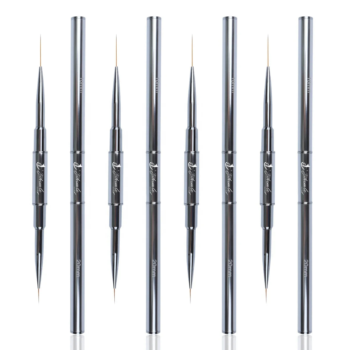 2021 Double Sides Liner Brush Silver Color Metal Handle Synthetic UV Gel Liner Brush