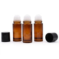 10ml Frosted Amber Roller Bottle Glass Essential Oil Empty Glass Oil Roll on Bottle Bamboo Lid
