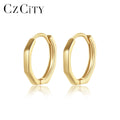 CZCITY Silver 925 Sterling Fashion Trendy Jewelry Women's Earing Statement Women Hoop Earring Gold