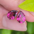 Natural Pear Shape Tourmaline Gemstone Jewelry  Fashion Real 18k Gold Stud Earrings for Women