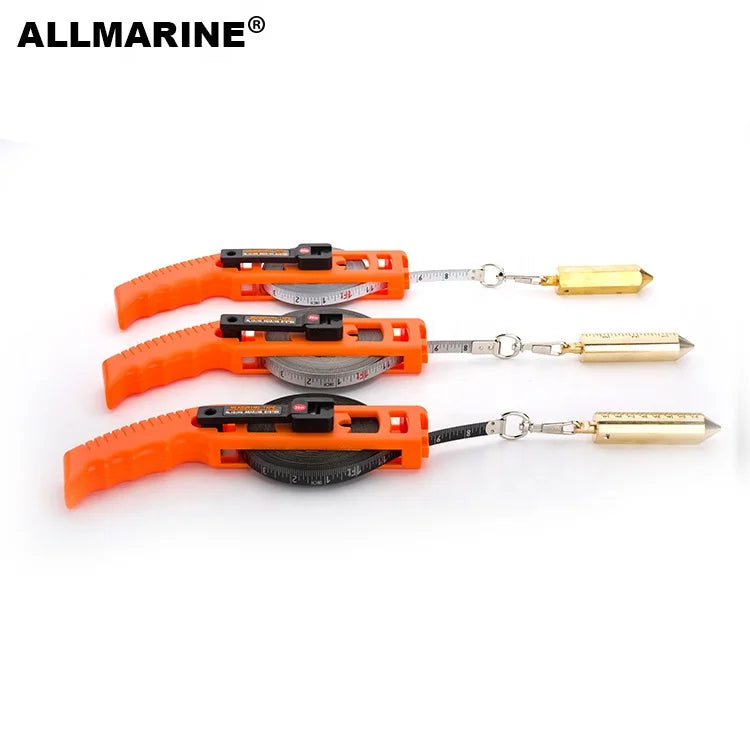Allmarine Metric and Inch Oil Measuring Tape with Stainless Steel Blade ABS Material Manual Lock 10m-50m Lengths