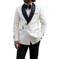 Stylish Formal White Black Men's Tuxedo Suits 2 Pieces Regular Fit Shawl Lapel Jacket+Pants for Wedding Prom Party Blazer