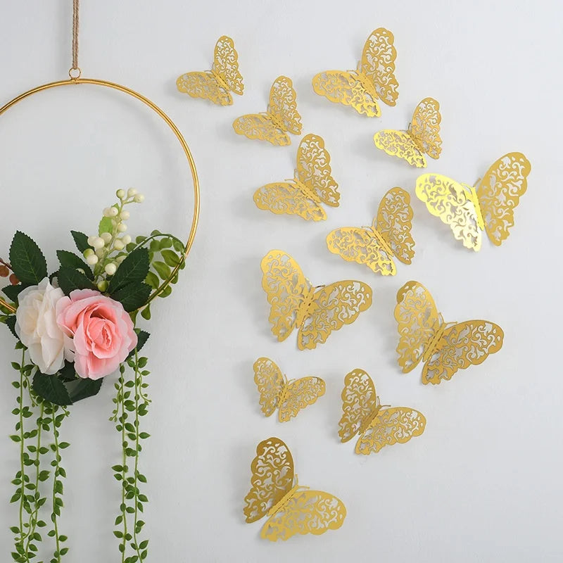 3D Leaf Paper UV Resistant Wall Decor Removable Stickers Party Cake Fridge Kids Bedroom Nursery Classroom Wedding Decor