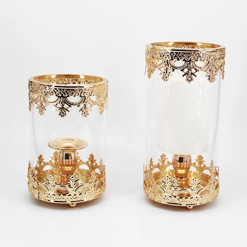 Nordic European Style Luxury Wedding Candlestick Holders Golden Metal Electroplated Gold Handmade Valentine's Day Home